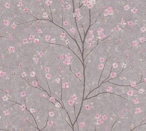 Livingwalls Blumentapete Metropolitan Stories florale Tapete Mio Tokio Vliestapete grau rosa 10,05 m x 0,53 m