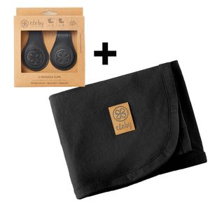 Cloby Bundle aus Leather Clips + Globy Sun Protection Blanket, Cloby Farben:Midnight Black, Cloby Clip:Black/Grey