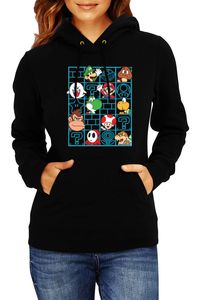 Mario bros friends Damska bluza z kapturem Sweatshirt Super Mario Bros Luigi Bowser, Lady  L / Czarny