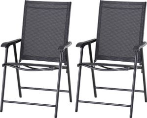 Outsunny skladacia stolička s podrúčkami - sada 2 ks - čierna - 58 Š x 64 H x 94 V cm