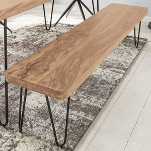 FineBuy Masívna lavica HARLEM Lavica z agátového dreva na jedálenský stôl z masívu, kuchynská lavica z masívu, jedálenská lavica bez operadla do jedálne