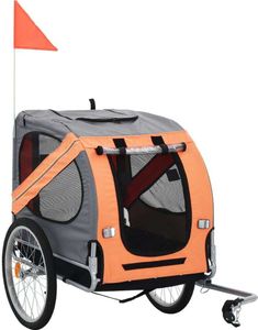 Vozík za bicykel pre psa, oranžovo sivý
