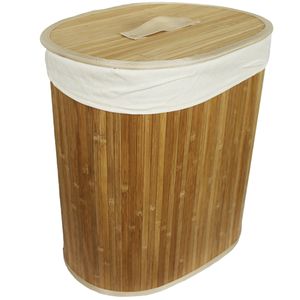 Bambus Wäschekorb Wäschetonne Wäschekorb Wäschebox Aufbewahrungsbox  oval