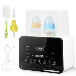 Flaschenwärmer, Doppelflaschen, Multifunktions-Sterilisator, LCD-Display, Temperaturregelung, mit Nachtlicht, BPA-frei