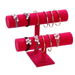 Hanging Armband Ständer große Kapazität Praktisch haltbarer raumsparender 1/2/3 Schichtarmbandanzeigestand für Zuhause-Rosarote Doppelschicht