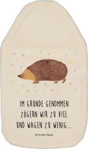 Mr. & Mrs. Panda Wärmflasche Igel Herzen - Weiß - Geschenk, Kuss, Bettflasche, Vertrauen, Wärmekissen, Kinderwärmflasche, lustige Sprüche, Liebe, Gute Laune, Leben, Tiere