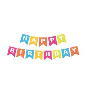 4x Papiergirlanden Geburtstag HAPPY BIRTHDAY bunt 16 x 20 cm Buchstaben + 5m Band