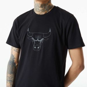 New Era - NBA Chicago Bulls Reflective Print T-Shirt - Schwarz : Schwarz XL Farbe: Schwarz Größe: XL