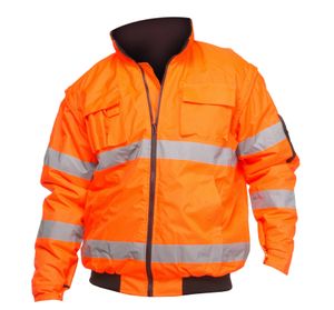 Charlie Barato® Reflektierende Pilotenjacke, fluoreszierend orange, als Weste tragbar