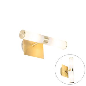 QAZQA - Moderne Bad I Badezimmer Wandleuchte Gold I Messing IP44 2-flammig - Bad I Up & Down - Stahl Länglich - LED geeignet G9