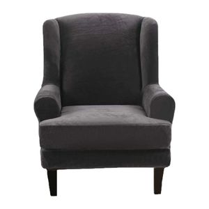 Křeslo Wing Chair Sofa Slipcover Velvet Plush High Stretch Cover Non-Slip Furniture Protector, Dark Grey