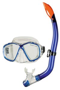 BECO Kinder Schnorchel-Set Tauchermaske Taucherbrille Bari 8+ blau