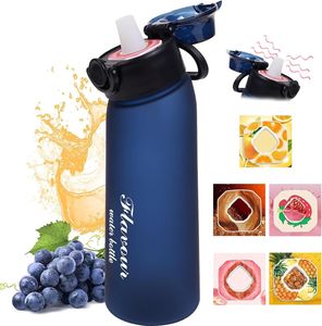 Air-Wasserflasche mit Aromakapseln, 720 ml Air-Wasserflasche mit Fruchtduft und 5 Kapseln, Wasserbecher mit 0 % Zucker, BPA-frei,Blau