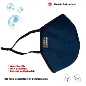 LIVIPRO ReusableMask (M) Blau Atemschutzmaske Mundschutzmaske Waschbar #R2-D1