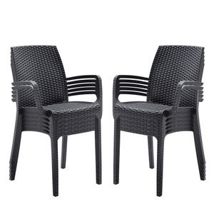 BICA Verona Gastro Stuhl 10er Set mit Armlehnen | Graphit | Gartenstuhl | Wetterfest