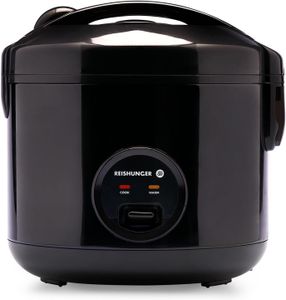 Reishunger Reiskocher & Dampfgarer mit Keramikbeschichtung, Schwarz - Für 1-6 Personen - Schnelle Zubereitung ohne Anbrennen - Mit Warmhaltefunktion inkl. Dämpfeinsatz, Löffel & Messbecher Reishunger Reiskocher & Dampfgarer mit Keramikbeschichtung, Schwarz - Für 1-6 Personen - Schnelle Zubereitung ohne Anbrennen - Mit Warmhaltefunktion inkl. Dämpfeinsatz, Löffel & Messbecher