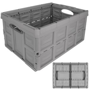 Klappbox 45L Pastell grau Einkaufskorb Kunststoff Korb Box klappbar Autokorb Einkaufskiste Faltkiste Einkaufsbox