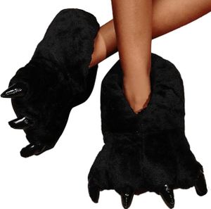 ASKSA Uni Soft Pluesch Haus Hausschuhe Tier Kostuem Pfote Claw Schuhe, Schwarz, Groesse: 36-42