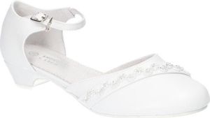 AMERICAN CLUB, KOM38, Kommunionschuhe, Formale Schuhe, Elegante Schuhe für Mädchen, Ledereinsatz, Niedlicher Kommunion-Festschuh, Weiß 37