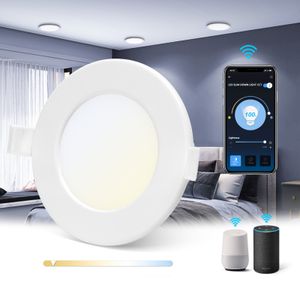 Aigostar Smart 6W LED Einbaustrahler 360LM mit CCT einstellbar 3000-6500K Farbwechsel warm/kalt weiß alles in einem dimmbar, ultra Flach, für Haus Bad Küche[Energieklasse A+]
