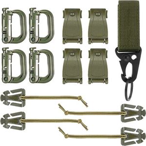 MOLLE Clips Set 13-teilig in Oliv (Grün) - Taktischer MOLLE Adapterclip für MOLLE-Tasche