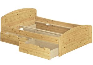 Funktions-Doppelbett Überlänge 200x220 Bettkasten Bettgestell Massiv Zubehör wählbar V-60.50-20-220ohne Zubehör