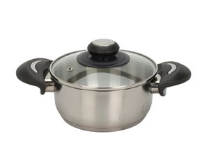 Edelstahl Kochtopf mit Glasdeckel - 1,4 L / 16 x 13 cm - Universal Küchentopf mit Griffen - Topf für Nudeln Suppen Saucen Kartoffeln für alle Herdarten spülmaschinenfest