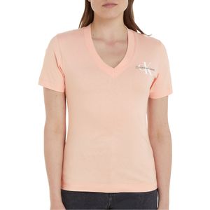 Calvin Klein Monologo Slim V-neck Shirt Damen