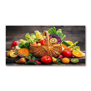 Tulup® Küchenrückwand Spritzschutz aus Glas -100x50 -Spritzschutz auf gehärtetes GlasEssen & Getränke Korb Obst Gemüse