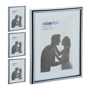 relaxdays 4 x Bilderrahmen 15 x 20 cm silber