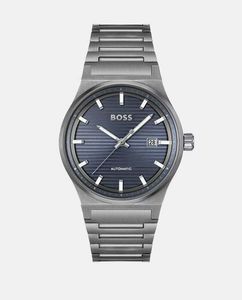 Hugo Boss Graue Uhr aus Edelstahl mit blauem Zifferblatt Hugo Boss Graue Uhr aus Edelstahl mit blauem Zifferblatt