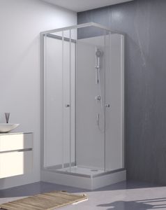 Dusche Komplett MARWELL Komplettdusche Fertigdusche White Dream 80 x 80 x 200 cm –  Komplett Set inkl. Duschwanne und Armatur - reversibel aufbaubar - hochwertiges Aluminiumprofil System