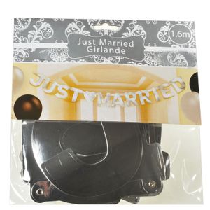 1 Girlande "Just Married" silber ca 1,6 m Pappe einseitige bedruckt