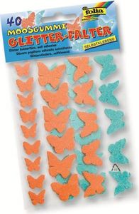 folia 23793 Moosgummi Glitter Sticker Schmetterlinge, 40 Teile, selbstklebend, orange/blau (1 Packung)