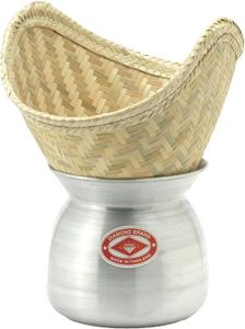 Laos Topf aus Aluminium Ø 22cm H19cm + Bambuskorb 36cm x 30cm Steamer Set / Lao Pot