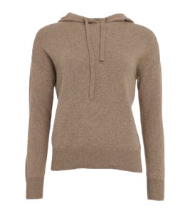 KKS STUDIOS Kurz Hoody Damen Kapuzen-Pullover aus 100% Kaschmir Sweater 7079 Beige, Größe:L