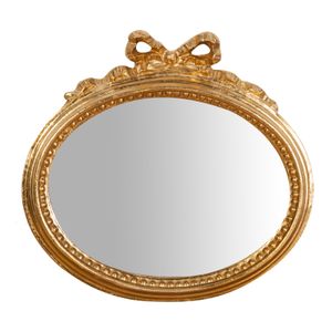 Spiegel oval mit rahmen 28 x 27 cm, Spiegel oval holz,  Wandspiegel massivholz, Gold