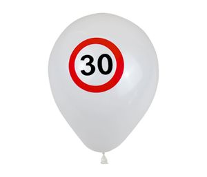 Jubiläums-, Geburtstags-, Führerschein-Ballon – weißer Party-Ballon mit Geschwindigkeitsbegrenzungs-Design – 18, 30, 40, 50, 60 Jahre., Modell wählen :Jubiläum 30