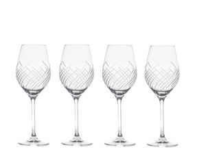 B.Bohemian krištáľové poháre na víno s ručnou dekoráciou WINDY 360 ml, 4 ks, Sada pohárov na víno a prosecco
