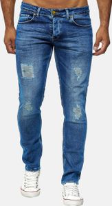 Elara Herren Jeans Destroyed Slim Fit Hose Denim Stretch 16525-Light-Blue-31W / 32L