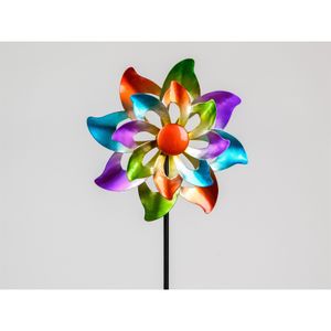 Formano Windrad Metall farbig Windspiel Gartenstecker 110 cm hoch