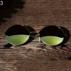 Herren Damen Runde Spiegellinsenbrille Im Freien Uv-Schutz Sonnenbrillen Brillen-Gold