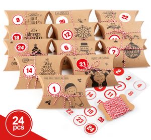 Adventskalender Zum Befüllen, 24 Weihnachten Papiertüten 12 Muster* 2 DIY Adventskalender Tüten Mit Kraftpapier Tüten Süßigkeiten Box für DIY Süßigkeiten 20 m Baumwollseil