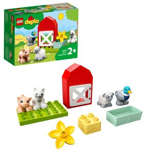 LEGO 10949 DUPLO Tierpflege auf dem Bauernhof Spielzeug für Kleinkinder ab 2 Jahren mit Figuren: Ente, Schwein, Schaf und Katze