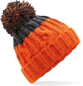 Beechfield Unisex Pom Pom Beanie Apres Beanie B437 Multicoloured Orange/Graphite Grey One Size