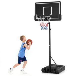 COSTWAY Basketballkorb Outdoor, Basketballständer 210-260cm höhenverstellbar auf Rädern, Basketballanlage Kinder