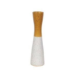 Romimex żółto-biały ceramiczny wazon na kwiaty 12 x 43 x 12 cm