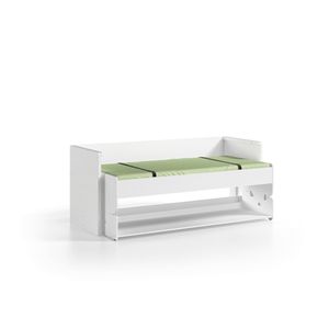 Funktionsbett Abiodun 90*200 cm inklusive Bodenplatte und Schreibtisch aus MDF Holz weiß Kinderzimmer Schreibtisch Liege