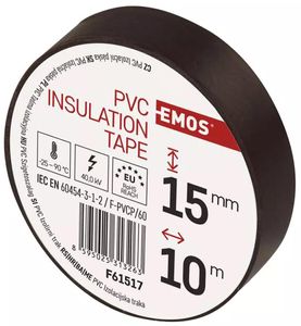 EMOS PVC-Isolierband Braun 10er Pack, 15mm x 10m, 0,13mm Bandstärke, selbstklebend, hohe Spannungsfestigkeit und Anwendungstemperaturbereich, UV-beständig, wasserdichte Verbindung, ohne Textilgewebe