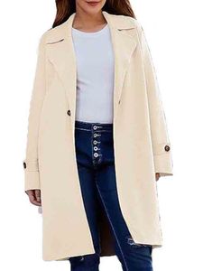 Damen Wintermantel Outwear Casual Trenchcoats Warme Strickjacke Jacke Outdoor Overcoat Aprikose,Größe 2XL